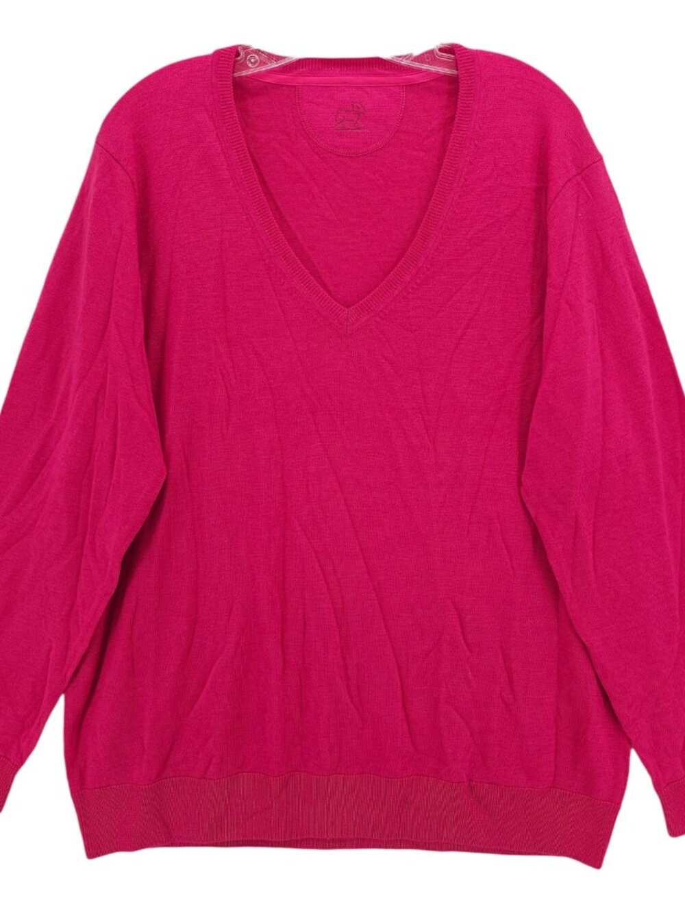 WOOLX Francesca Sweater V-Neck Pullover Pink 100% Merino Wool EUC Women's XL